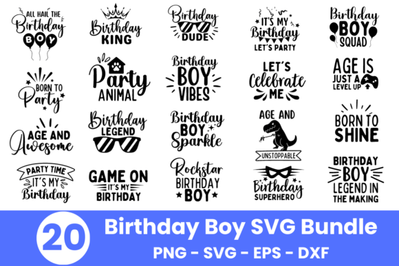 20 Birthday Boy Special SVG Bundle: Graphics & T-Shirt Designs