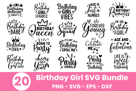 20 Birthday Girl Special SVG Bundle for T-Shirt Designs & Graphics